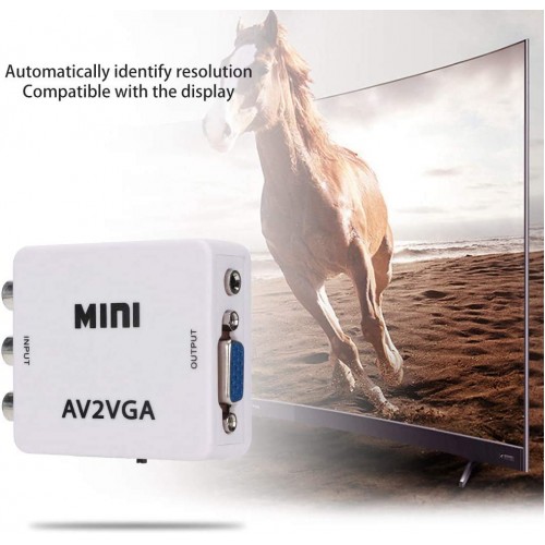 Mini VGA to Video Converter Composite AV to VGA Adapter, TV SetTop Box Audio Video Converter